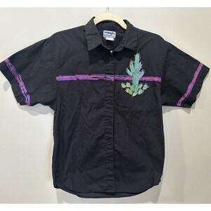 Vintage Wrangler Black Cactus Graphic Shirt Short  Sleeve Y2K Western M Unisex